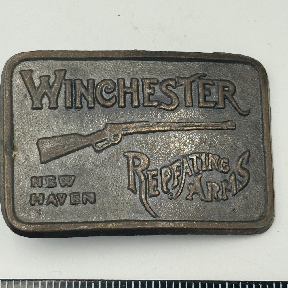 Winchester Repeating Arms Belt Buckle Vintage New Haven Rifle‎ Brass Tone Metal